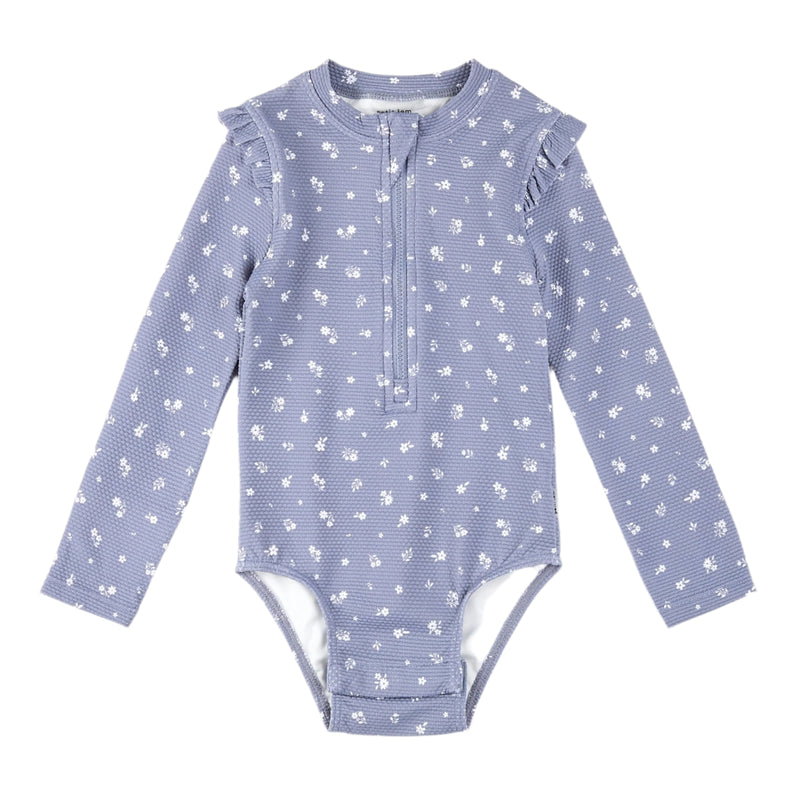 Petit Lem L/S Frilled Swimsuit - Wildflower Blue-Mountain Baby