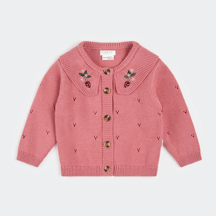 Petit Lem Pointelle Knit Cardigan - Pink-Mountain Baby