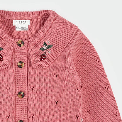 Petit Lem Pointelle Knit Cardigan - Pink-Mountain Baby