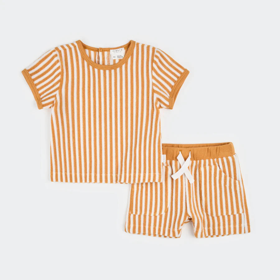Petit Lem 2 Pc Set - Tan Stripe-Mountain Baby