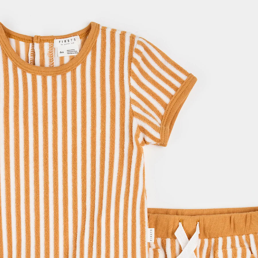 Petit Lem 2 Pc Set - Tan Stripe-Mountain Baby