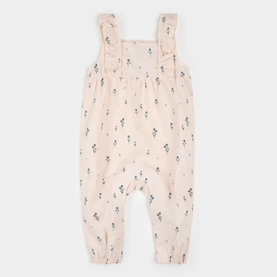 Petit Lem Linen Playsuit - Blue Tulips on Light Pink-Mountain Baby