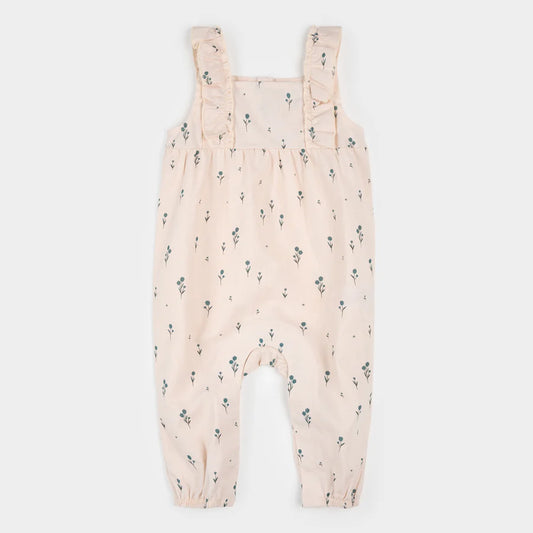 Petit Lem Linen Playsuit - Blue Tulips on Light Pink-Mountain Baby