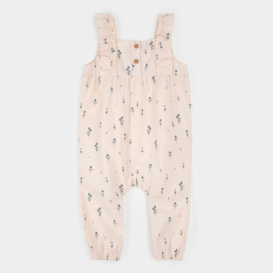 Petit Lem Linen Playsuit - Blue Tulips on Light Pink-Mountain Baby