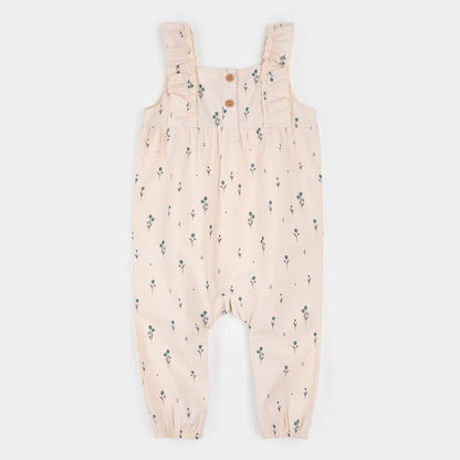 Petit Lem Linen Playsuit - Blue Tulips on Light Pink-Mountain Baby