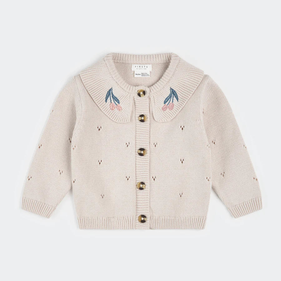 Petit Lem Pointelle Knit Cardigan - Beige-Mountain Baby