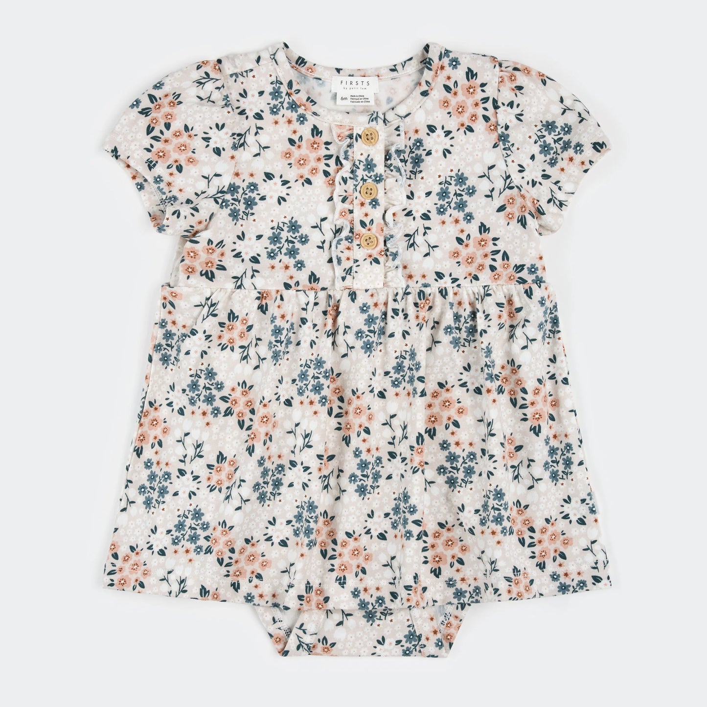 Petit Lem Bodysuit Dress - Spring Flowers on Creme