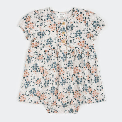 Petit Lem Bodysuit Dress - Spring Flowers on Creme-Mountain Baby