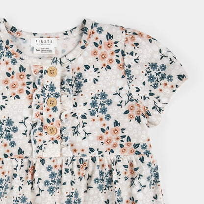 Petit Lem Bodysuit Dress - Spring Flowers on Creme-Mountain Baby