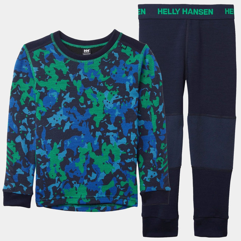 Helly Hansen Kids LIFA Merino Base Layer Graphic Set - Bright Green-Mountain Baby