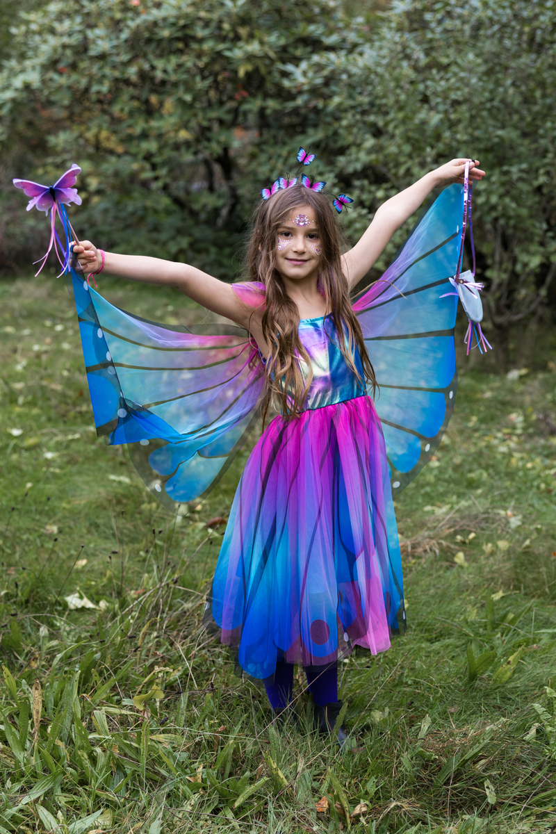 Great Pretenders Costumes - Blue Butterfly Twirl Dress with Wings & Headband-Mountain Baby