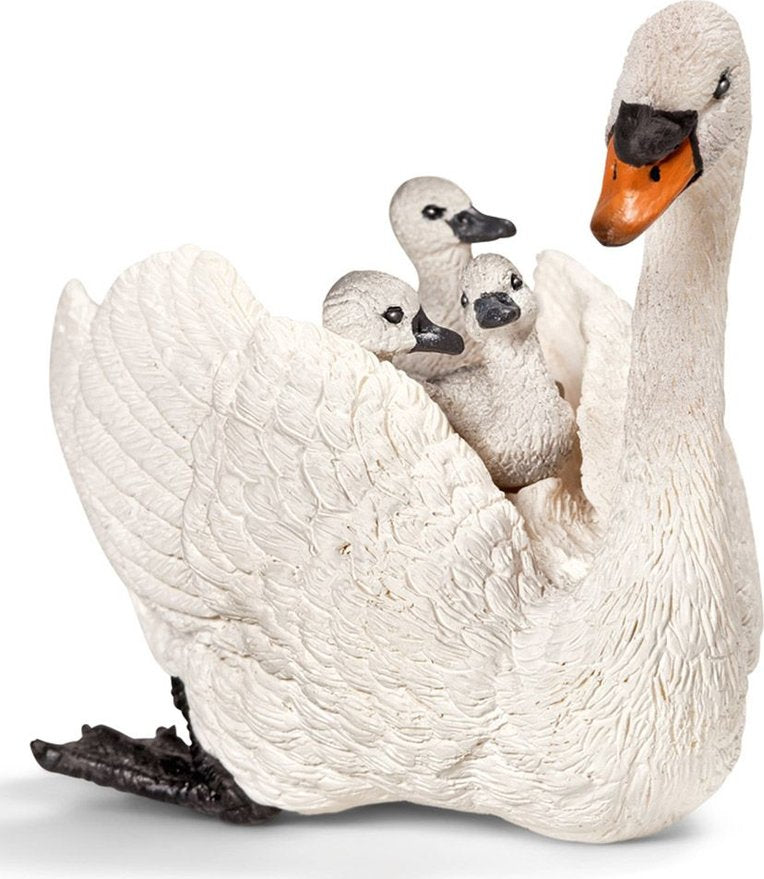 Schleich Animal Figurine - Swan With Cygnets-Mountain Baby