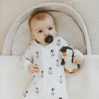 Petit Lem Footed Sleeper - Penguin Print - Off White-Mountain Baby