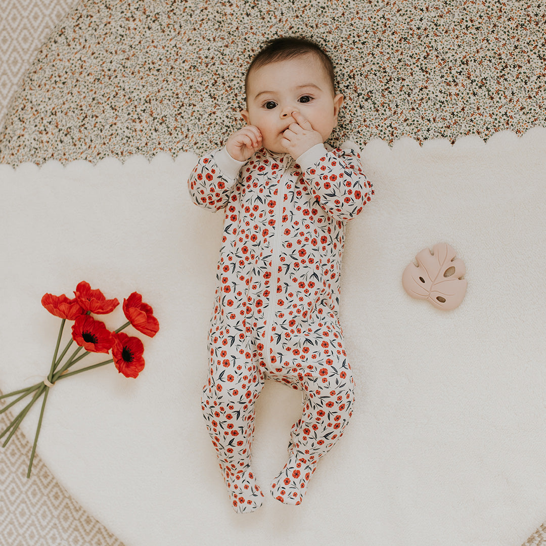 Petit Lem Footed Sleeper -Poppy Floral-Mountain Baby