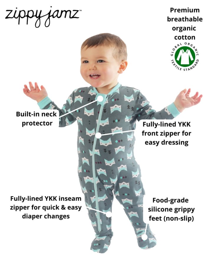 ZippyJamz Footed Coverall - Quiet Fox - Green-Mountain Baby