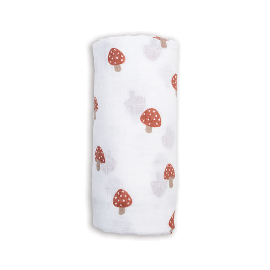 Lulujo Cotton Muslin Swaddling Blanket - Mushroom-Mountain Baby