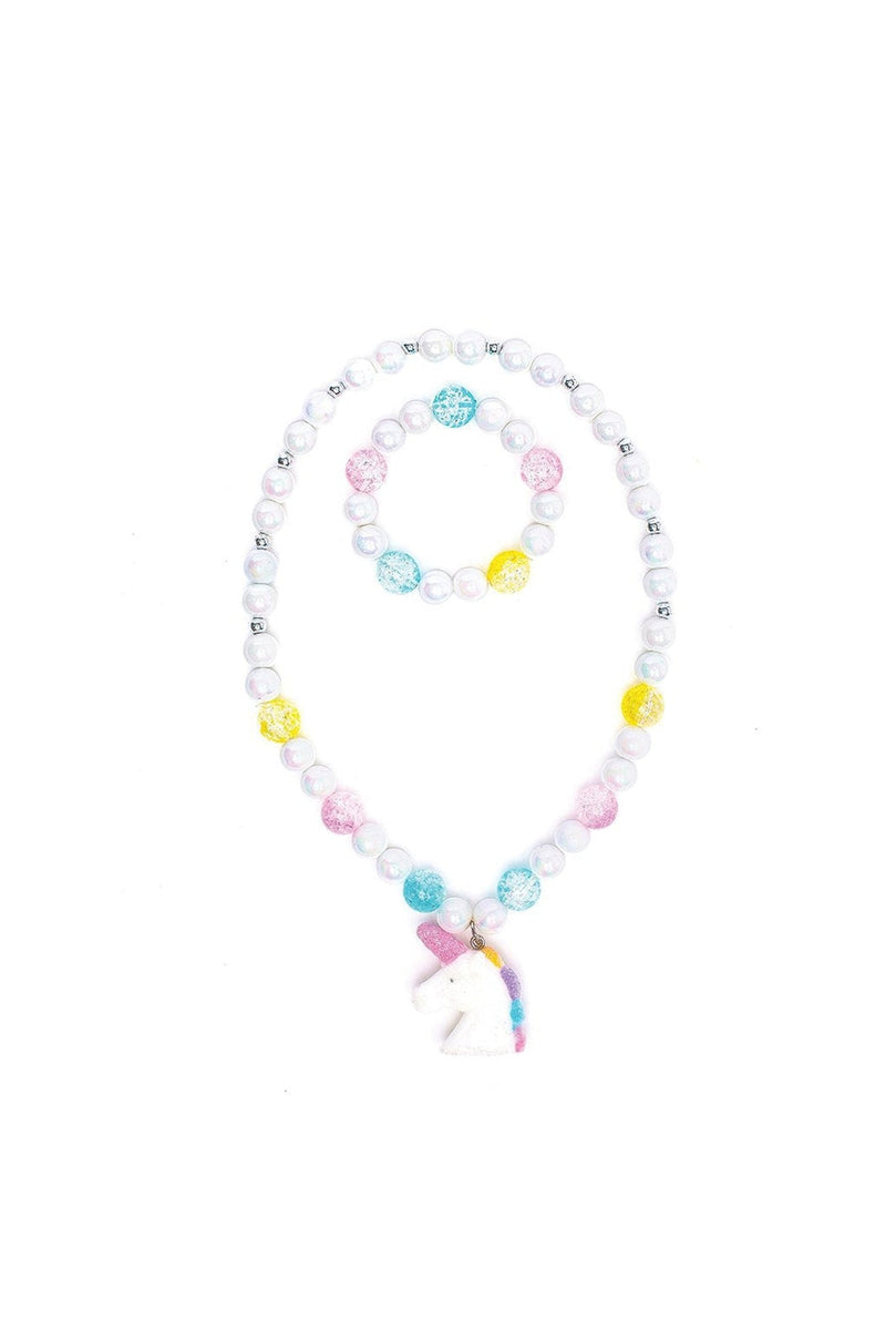 Great Pretenders Jewelry - White Unicorn Necklace & Bracelet Set-Mountain Baby