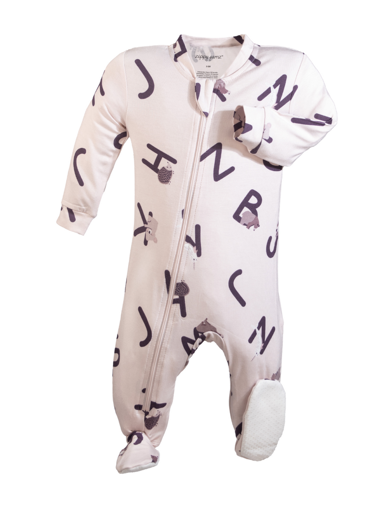 ZippyJamz Bamboo Footed Coverall - Alphajamz Purple-Mountain Baby