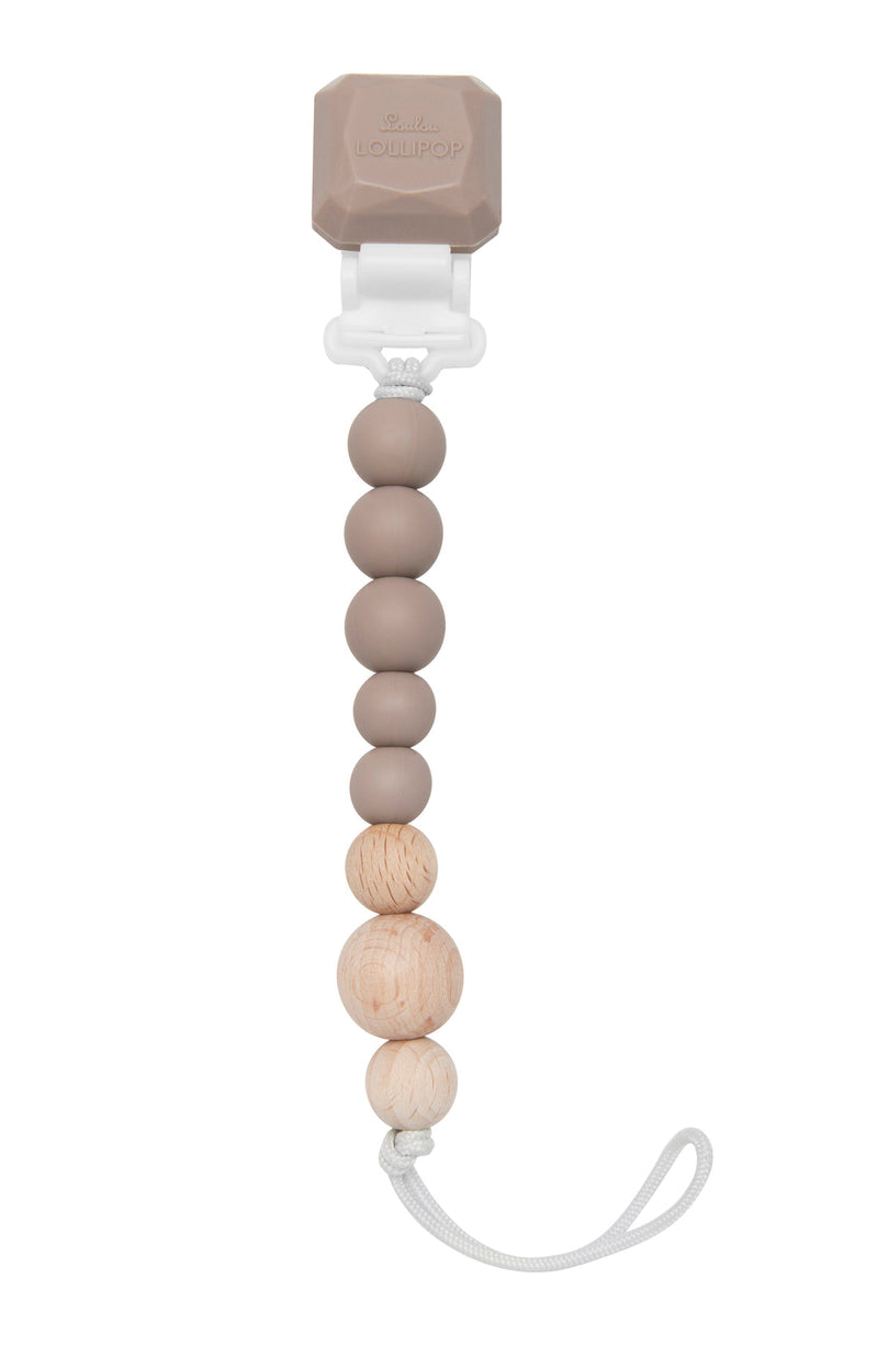 LouLou Lollipop Silicone & Wood Teether & Pacifier Clip - Colour Pop - Mushroom-Mountain Baby