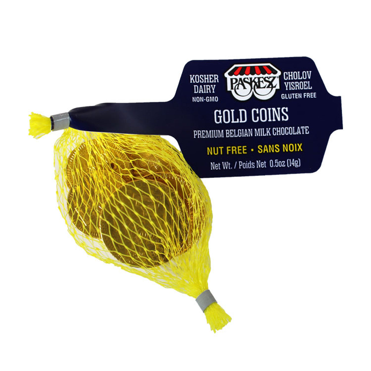 PASKESZ Nut-Free Chanukah Belgian Milk Chocolate Gelt Coins - Bag of 4-Mountain Baby
