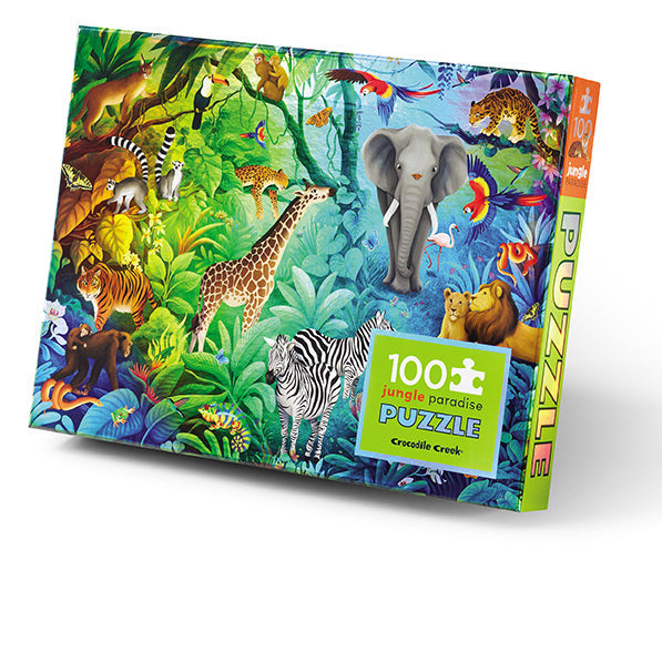 Crocodile Creek Puzzle - 100pc Holographic - Jungle Paradise-Mountain Baby