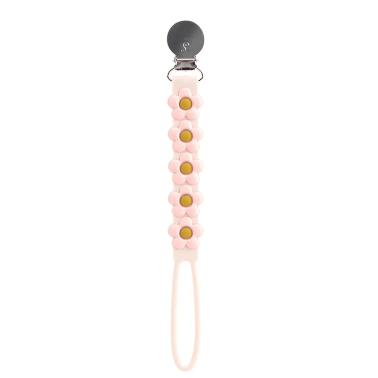 LouLou Lollipop Silicone Teether & Pacifier Clip - Daisy - Cream-Mountain Baby