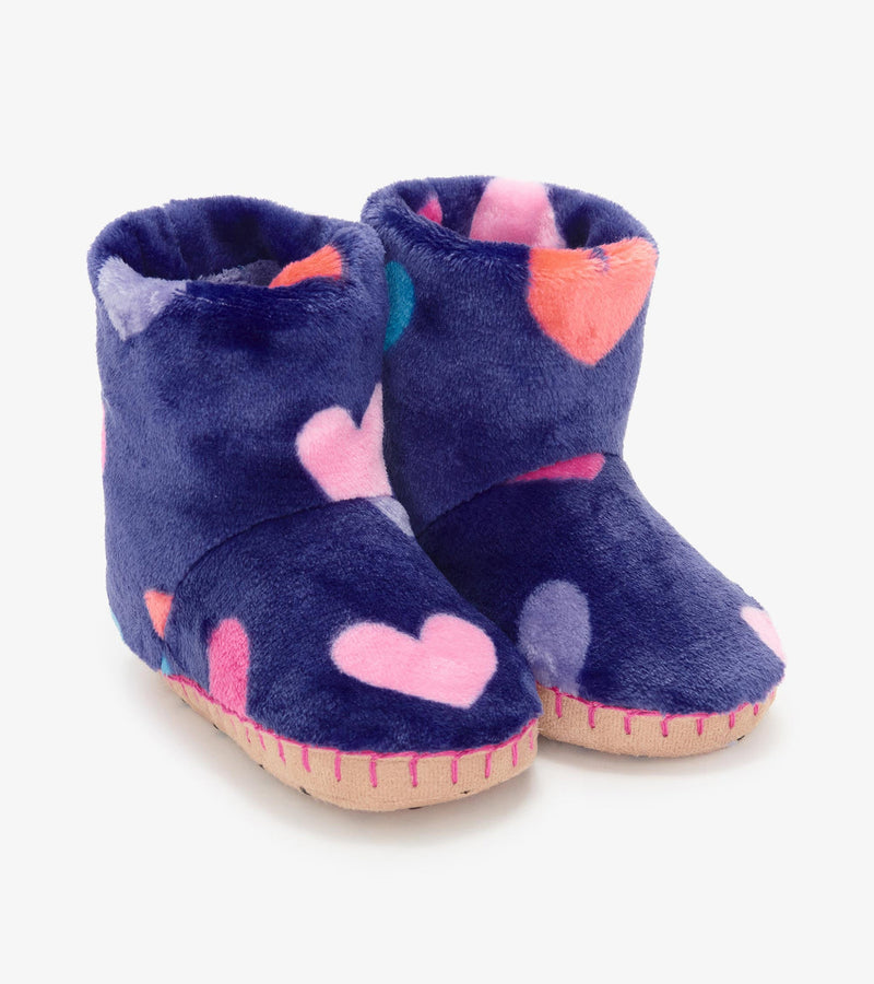 Hatley Fleece Slipper - Navy Hearts-Mountain Baby