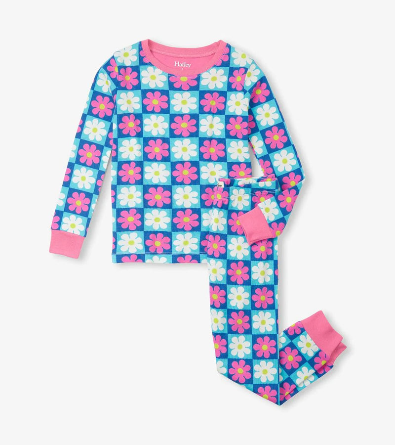 Hatley Cotton Pajama Set - Checked Daisy-Mountain Baby