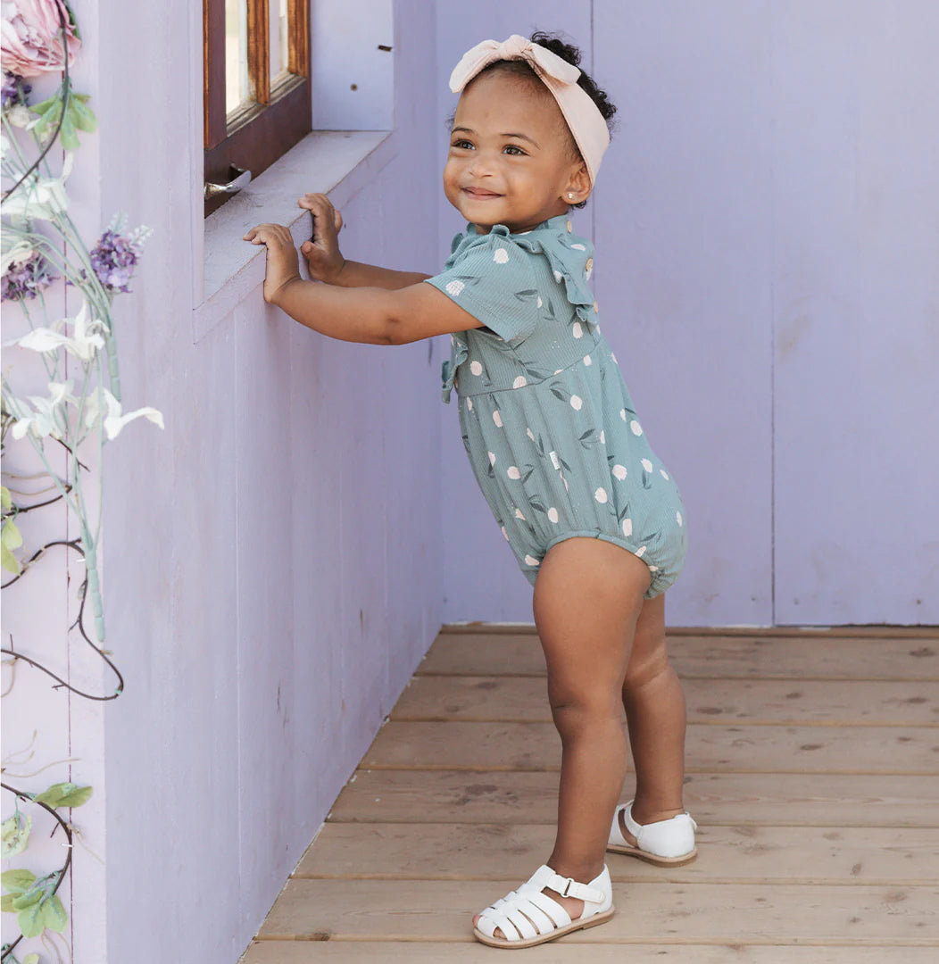 Petit Lem Ribbed Bodysuit Romper - Tulips on Sea Blue-Mountain Baby