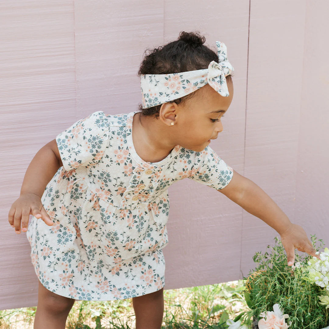 Petit Lem Bodysuit Dress - Spring Flowers on Creme