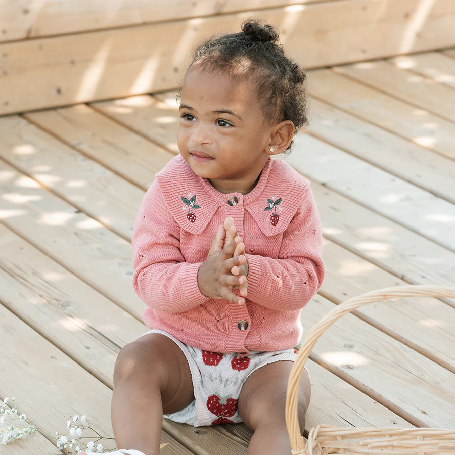 Petit Lem Pointelle Knit Cardigan - Pink-Mountain Baby