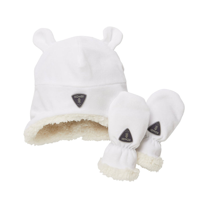 Kombi Hat & Mitt Set Sherpa - Infant - White-Mountain Baby