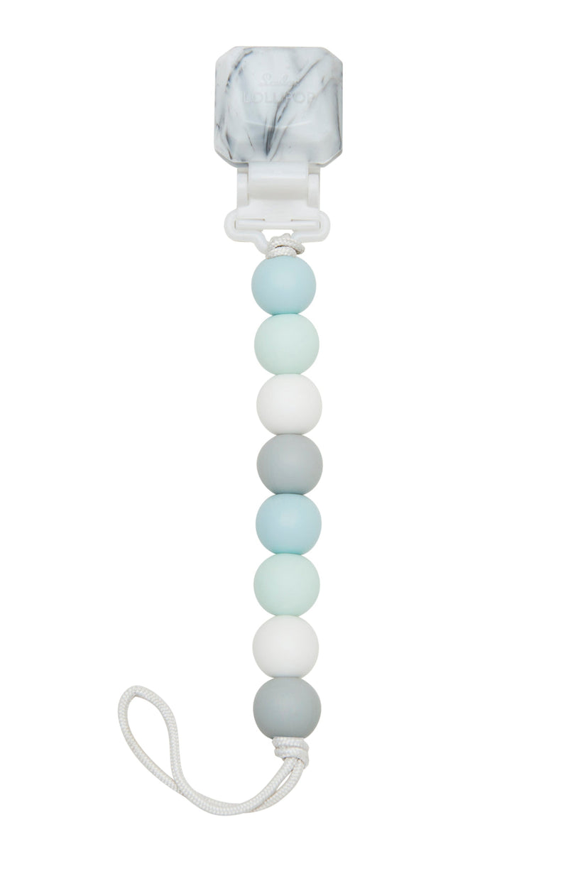 LouLou Lollipop Silicone Teether & Pacifier Clip - Lolli Gem - Blue Mint-Mountain Baby