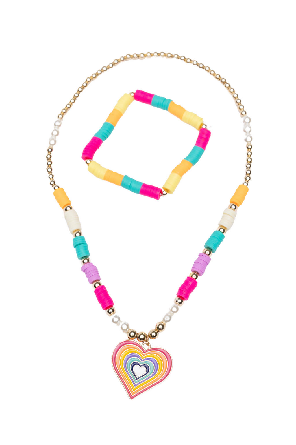 Great Pretenders Jewelry - Rainbow Love Necklace & Bracelet Set-Mountain Baby