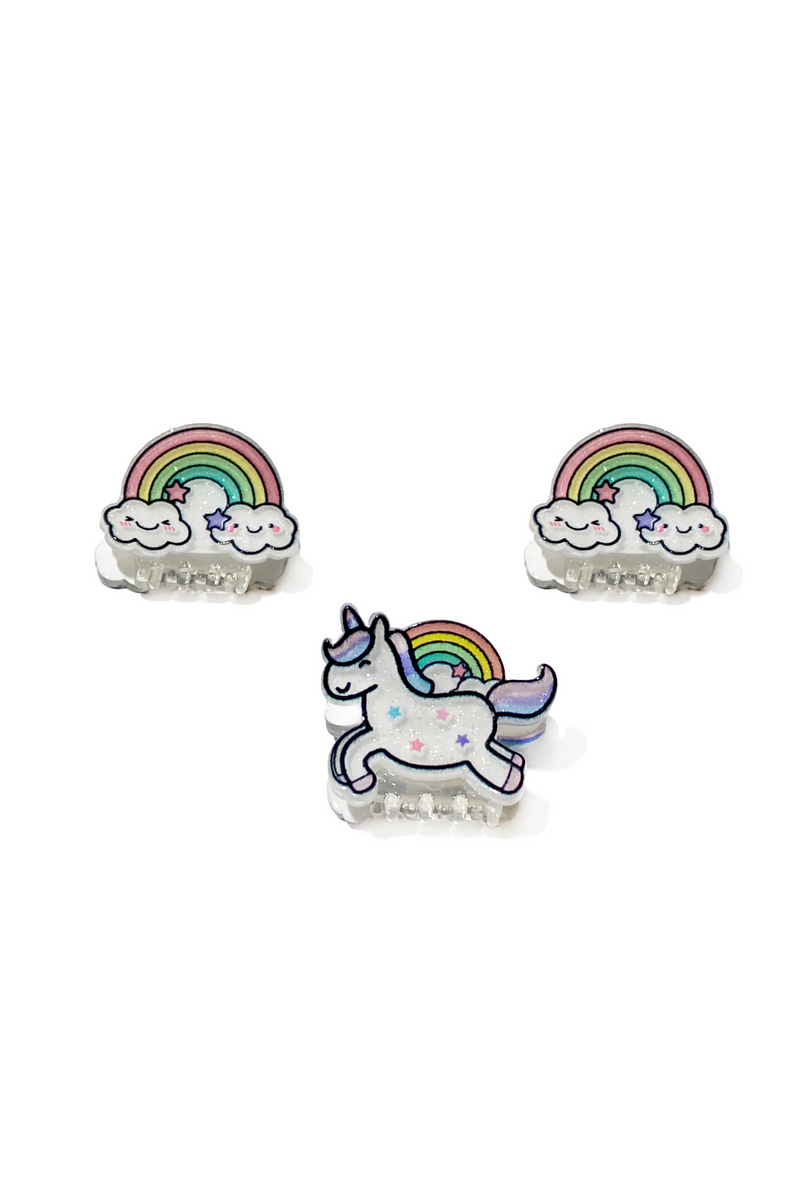 Great Pretenders Jewelry - Rainbow Unicorn Mini Hairclips-Mountain Baby