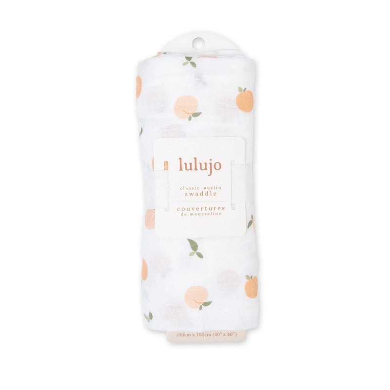 Lulujo Cotton Muslin Swaddling Blanket - Peaches-Mountain Baby