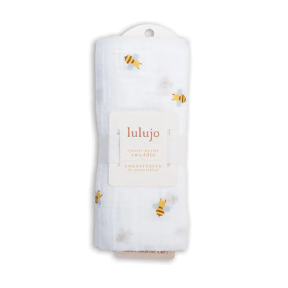 Lulujo Muslin Cotton Swaddling Blanket - Bees-Mountain Baby