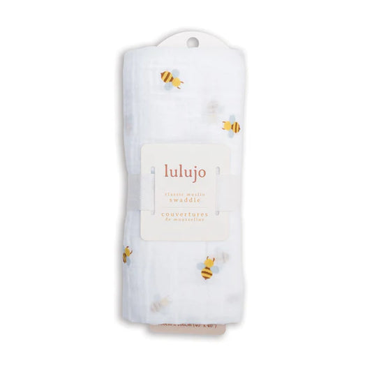 Lulujo Muslin Cotton Swaddling Blanket - Bees-Mountain Baby