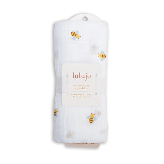 Lulujo Muslin Cotton Swaddling Blanket - Bees-Mountain Baby