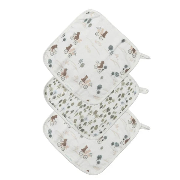 LouLou Lollipop Washcloths 3pk -Bears on Bikes-Mountain Baby