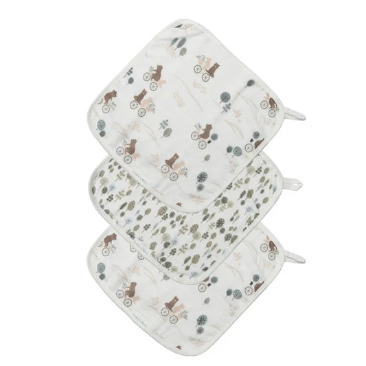 LouLou Lollipop Washcloths 3pk -Bears on Bikes-Mountain Baby