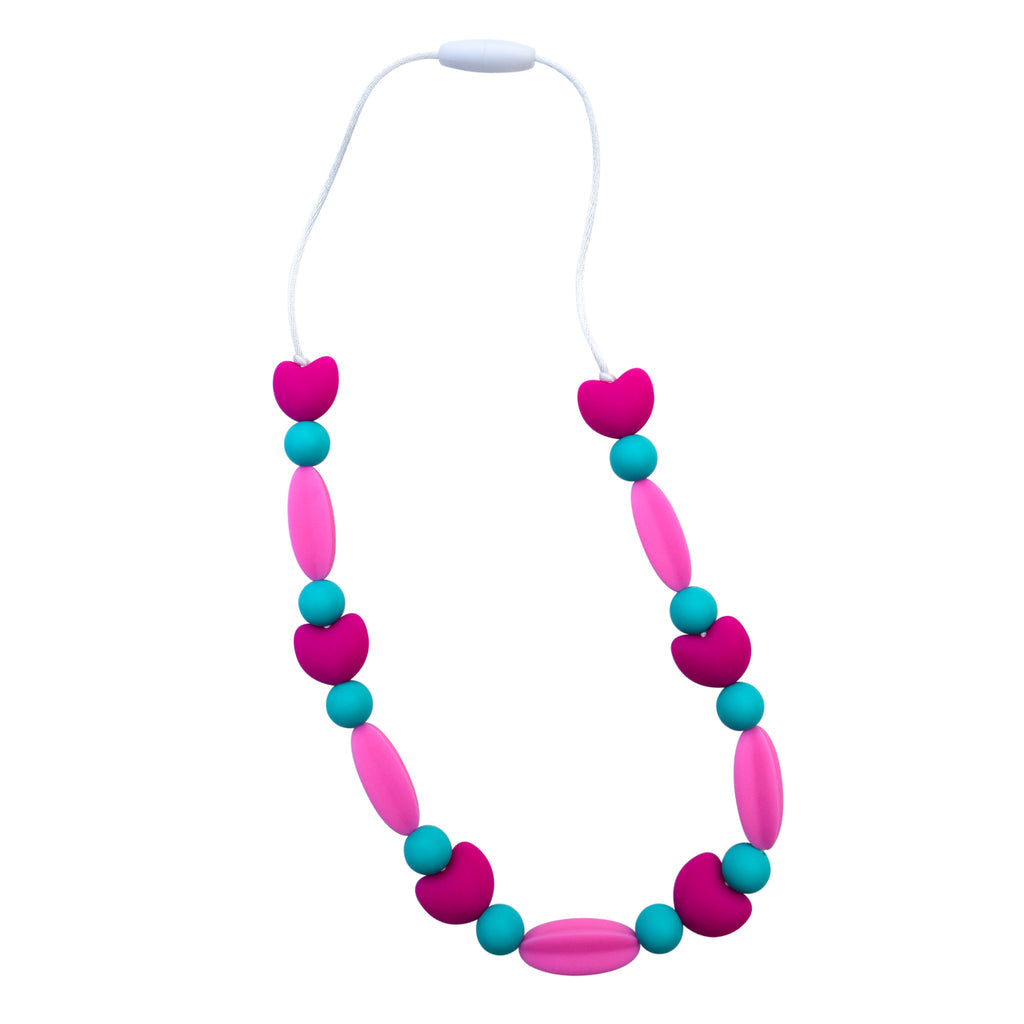 Munchables Bead Necklace - Heart Beads - Pink-Mountain Baby