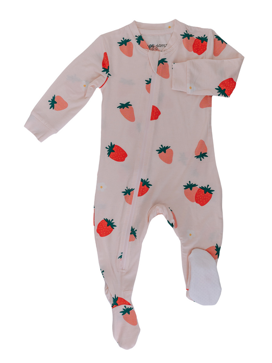 ZippyJamz Footed Coverall - Strawberry Social-Mountain Baby