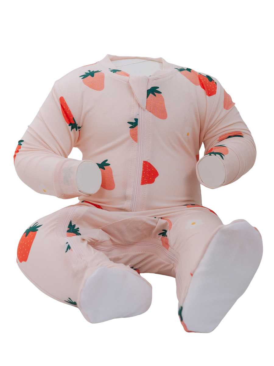 ZippyJamz Footed Coverall - Strawberry Social-Mountain Baby