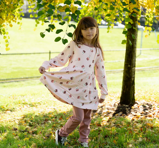 Silkberry Fleece Tiered Dress - Bubble Tea Time-Mountain Baby