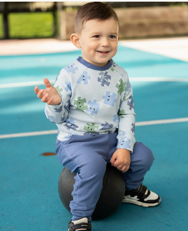 Silkberry Fleece Sweatshirt - Puzzle Pals-Mountain Baby