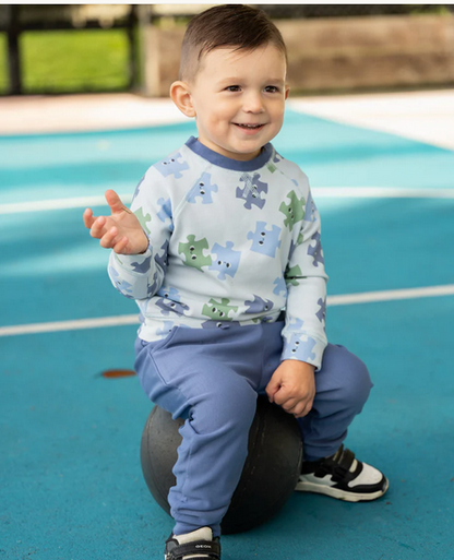 Silkberry Fleece Sweatshirt - Puzzle Pals-Mountain Baby