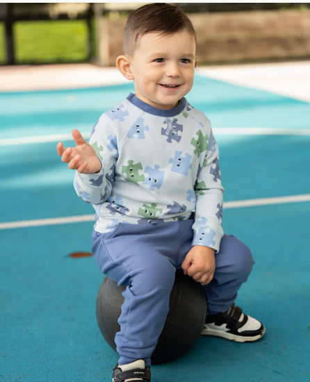 Silkberry Fleece Sweatshirt - Puzzle Pals-Mountain Baby