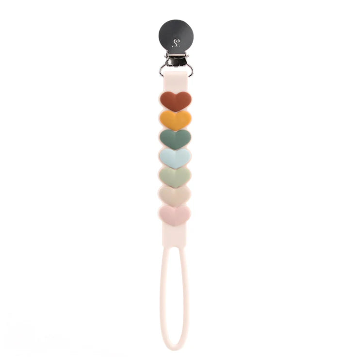 LouLou Lollipop Silicone Teether & Pacifier Clip - Sweetheart - Multi