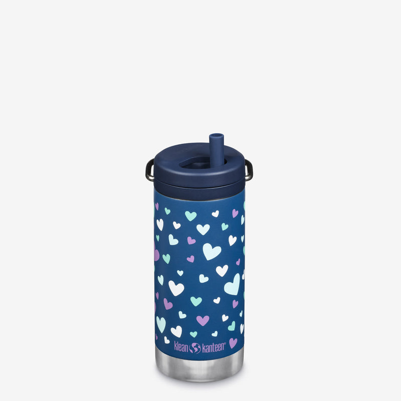 Klean Kanteen TKWide Vacuum Insulated 12 oz. Water Bottle - Twist Cap - Navy Hearts-Mountain Baby